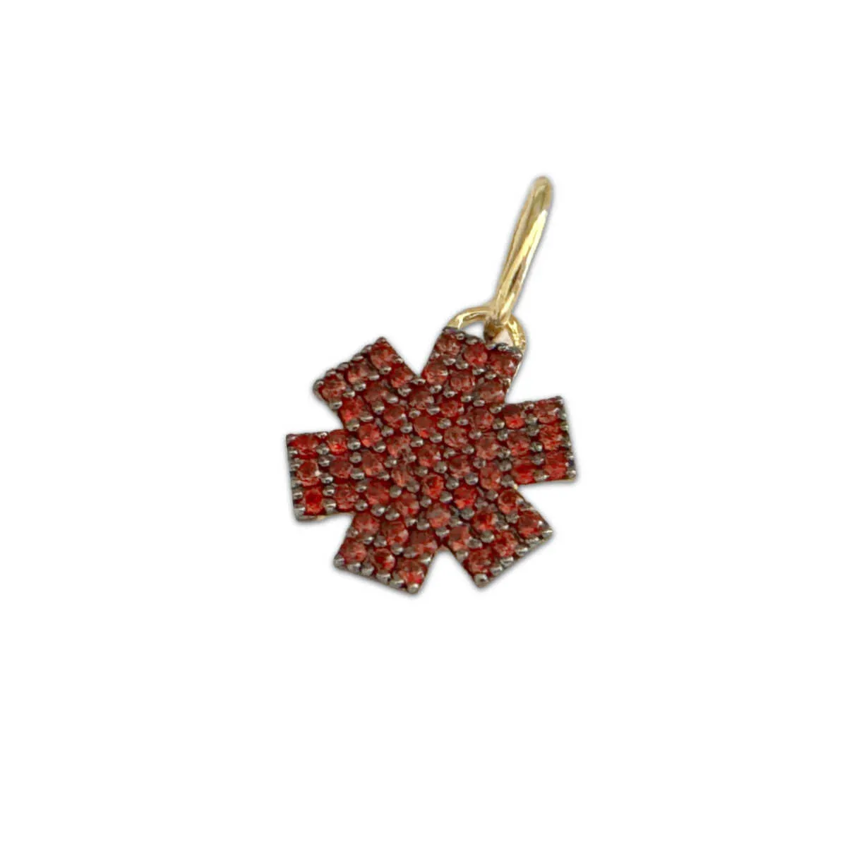 Diabetes Medical ID Charms in Sterling Silver & Garnet