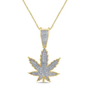Diamond Leaf Pendant - 0.19 Carats in 10KT Yellow Gold