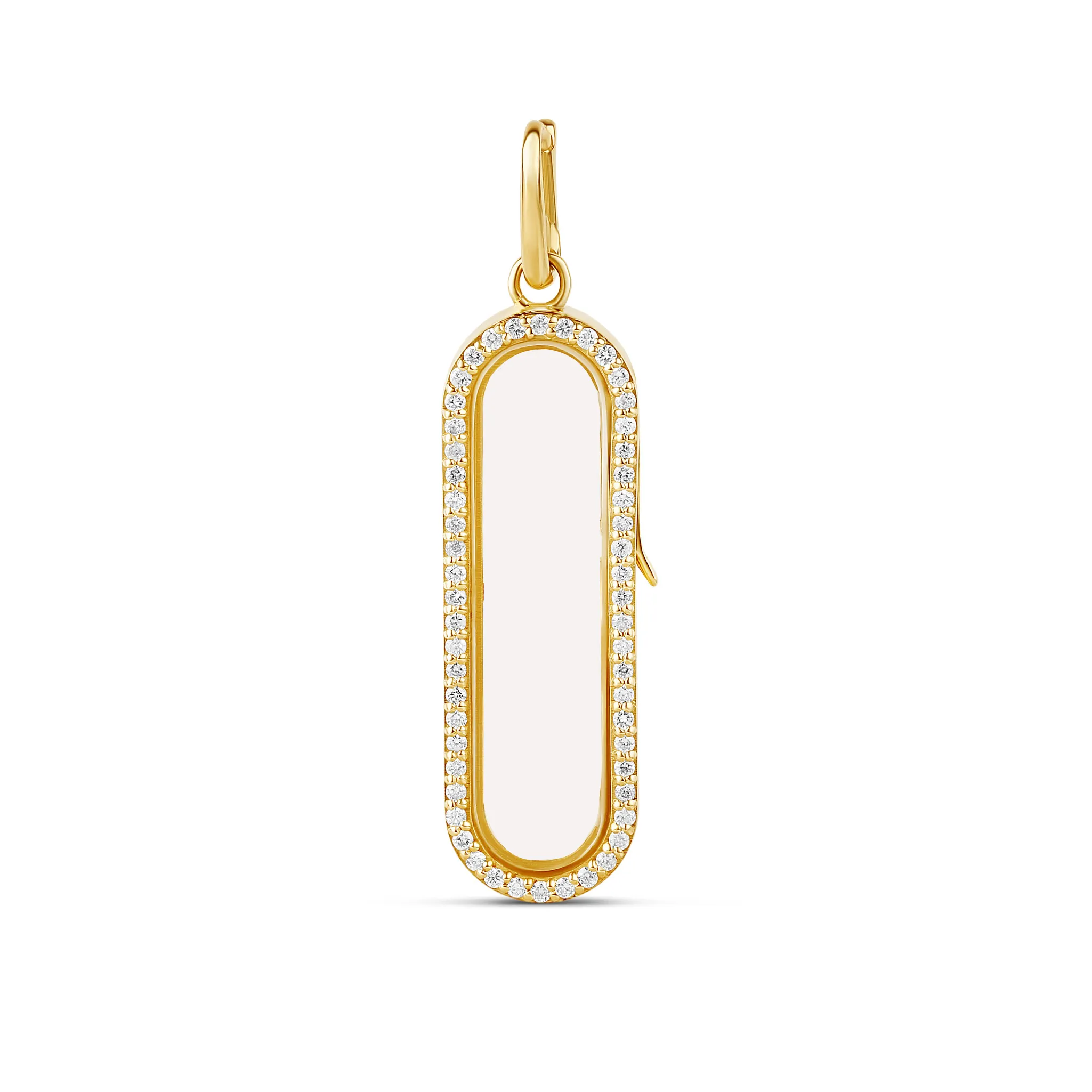 Diamond Oval Glass Charm Locket