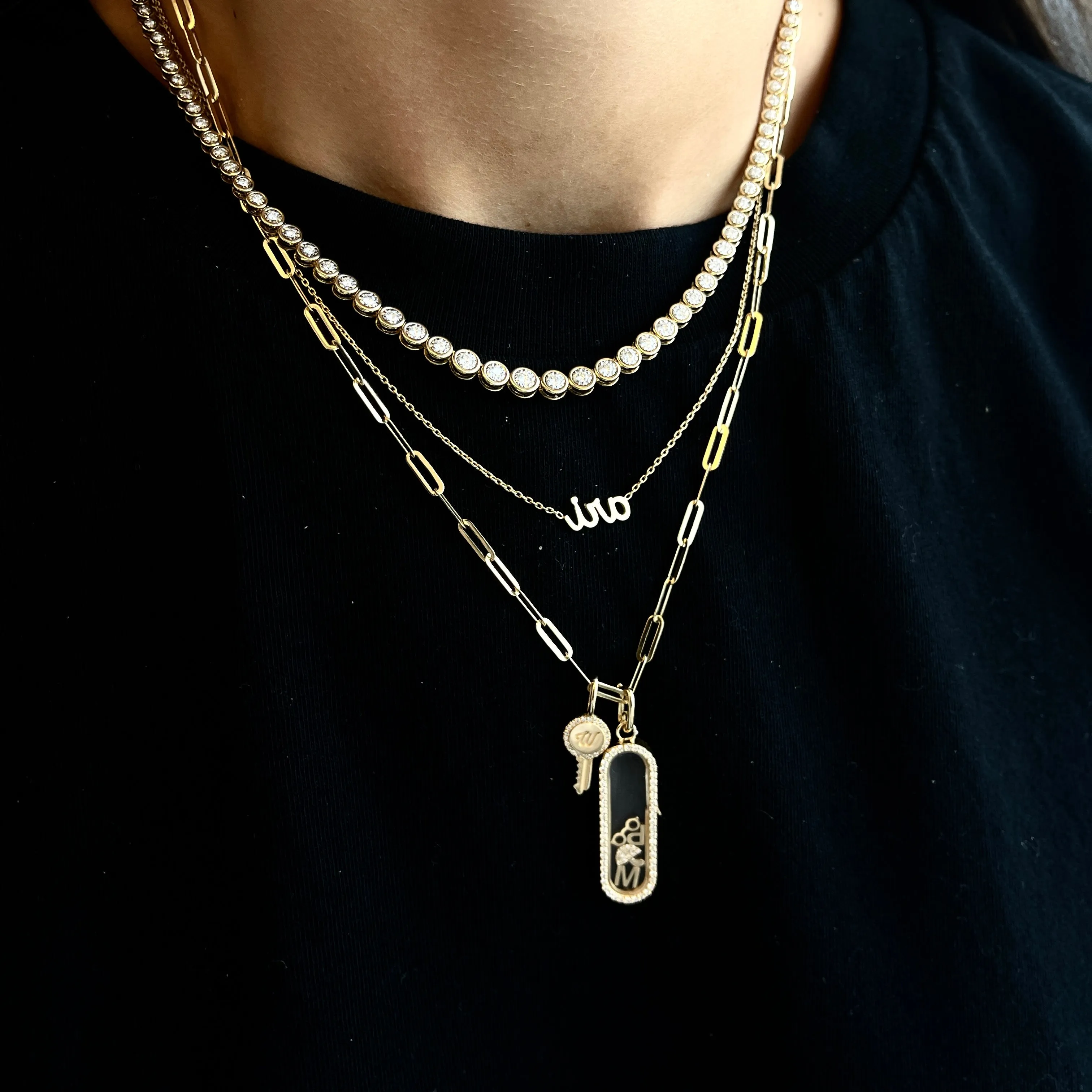Diamond Oval Glass Charm Locket