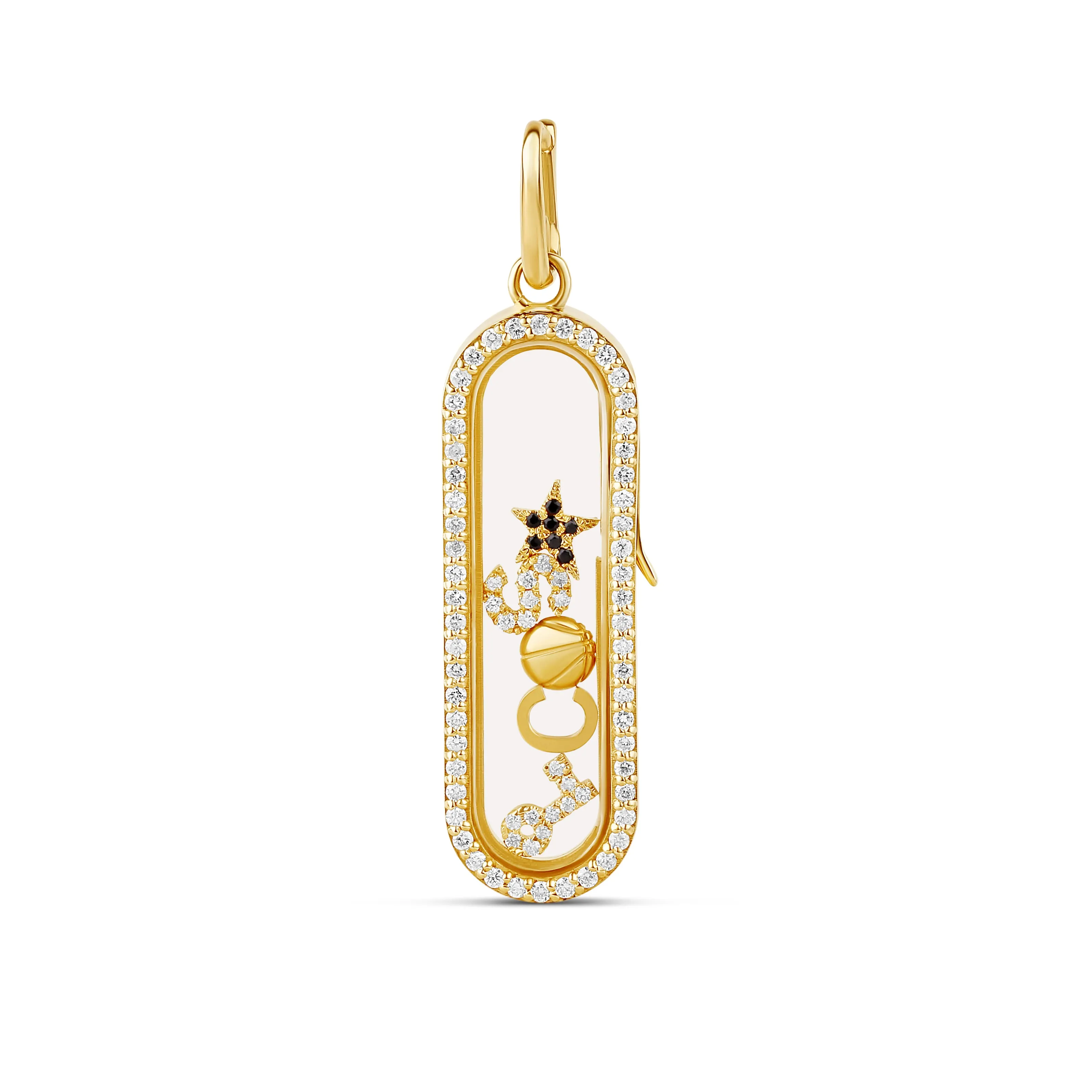 Diamond Oval Glass Charm Locket
