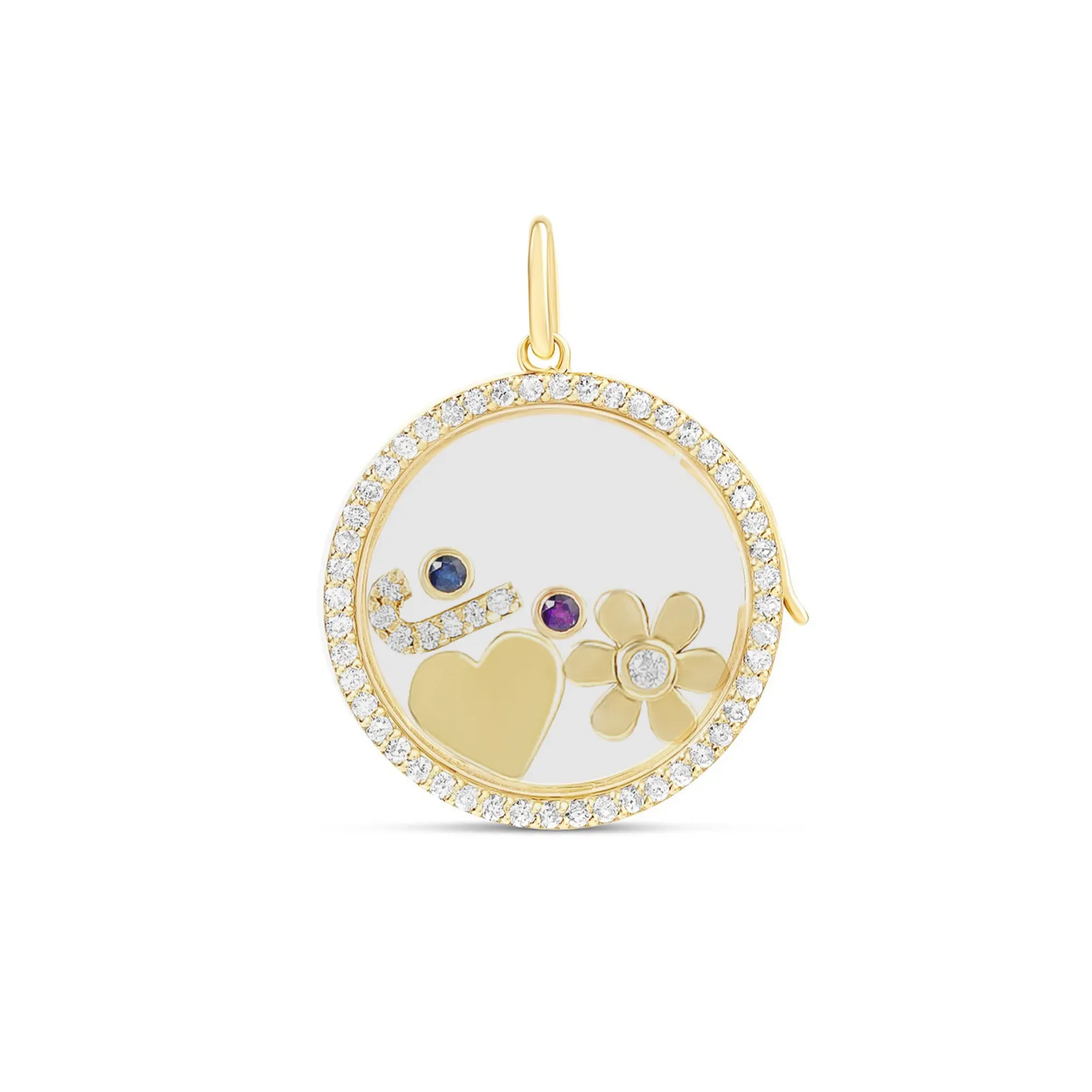 Diamond Round Glass Charm Locket