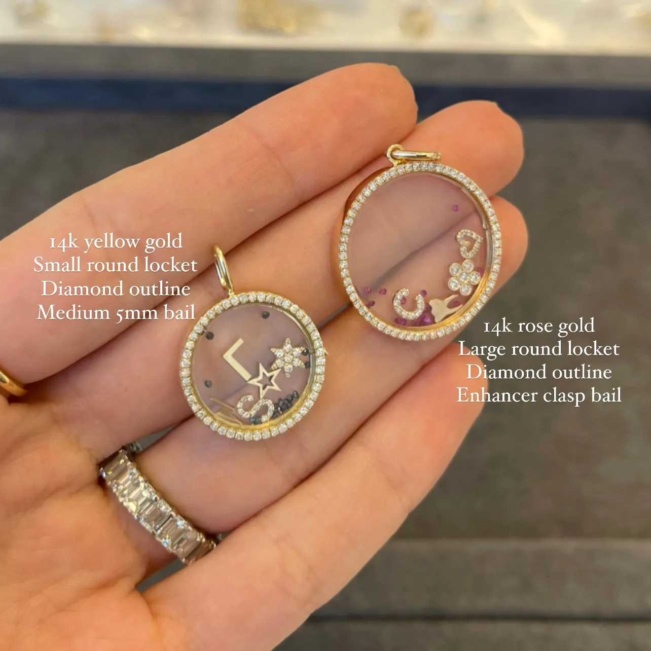 Diamond Round Glass Charm Locket