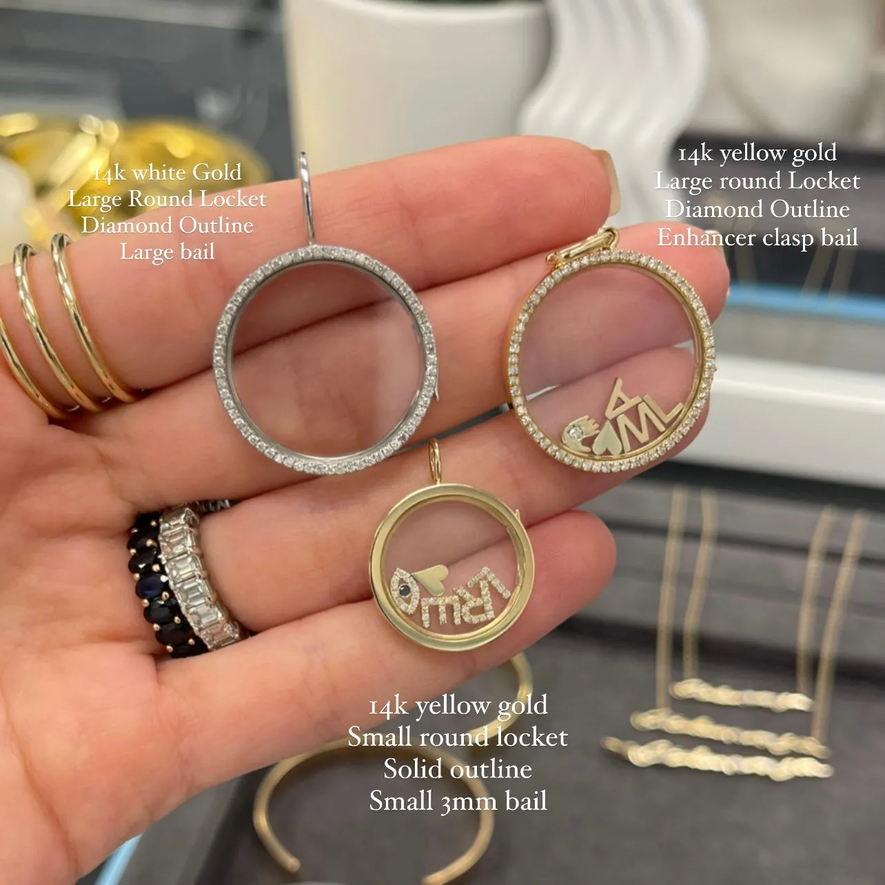 Diamond Round Glass Charm Locket