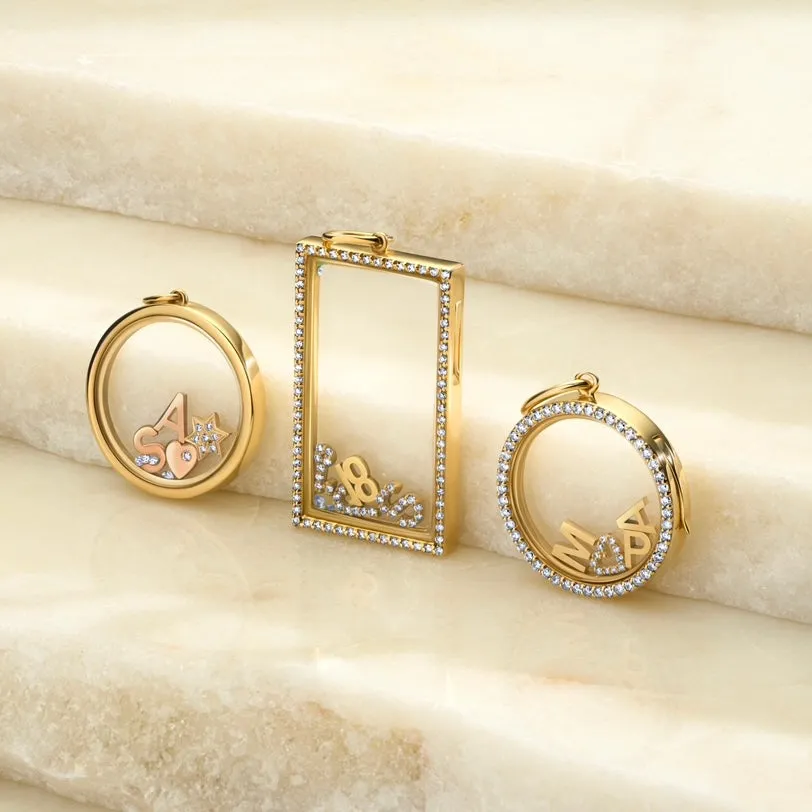 Diamond Round Glass Charm Locket
