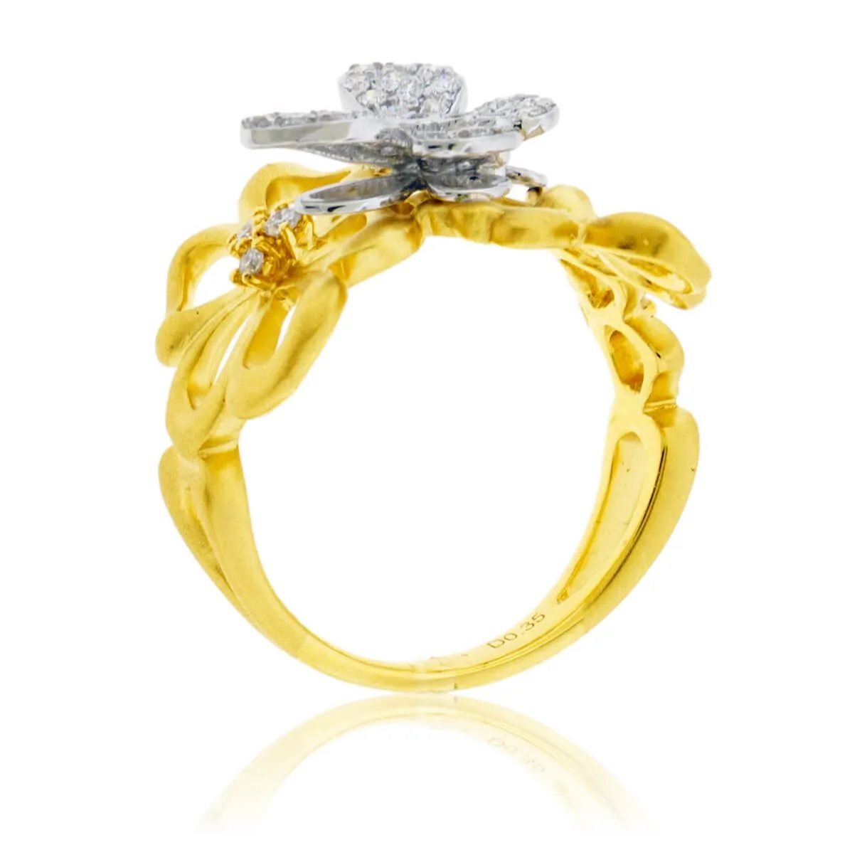 Diamond Winged Butterfly & Flower Ring