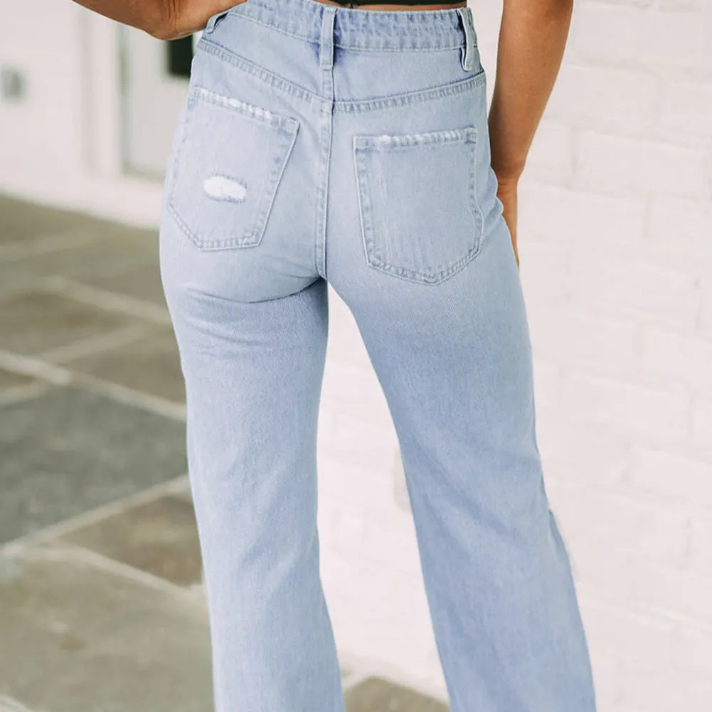 Distressed High Waist Jeans