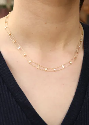 Double Chain Diamond Tinsel Necklace in Gold