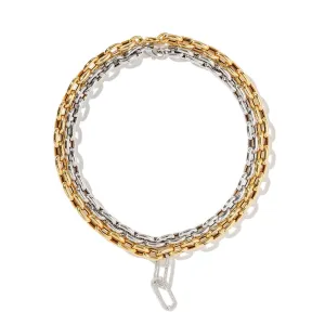 Double White Oval Carabiners on Links Chain Necklace