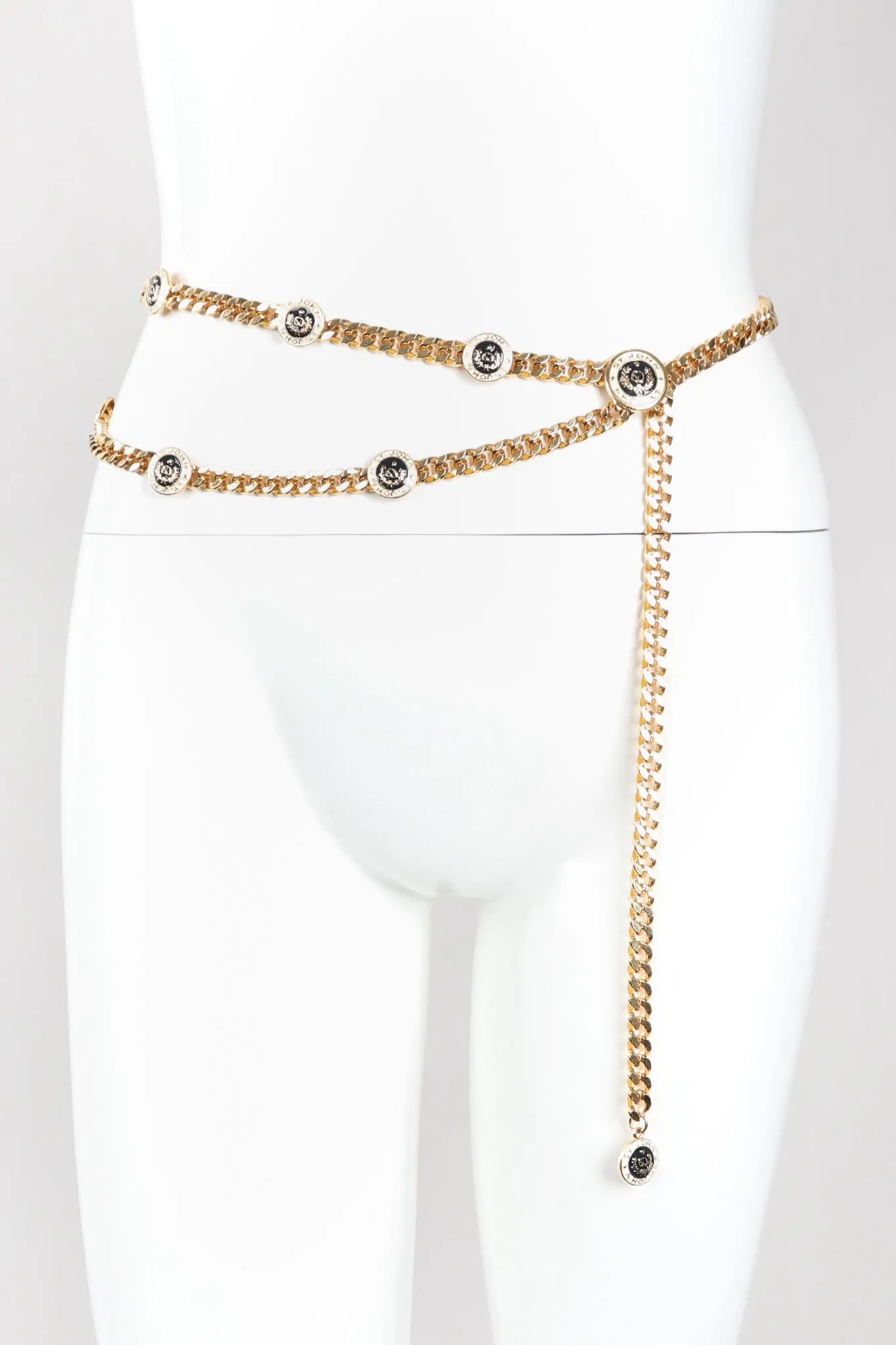 Draped Enamel Logo Chain Belt