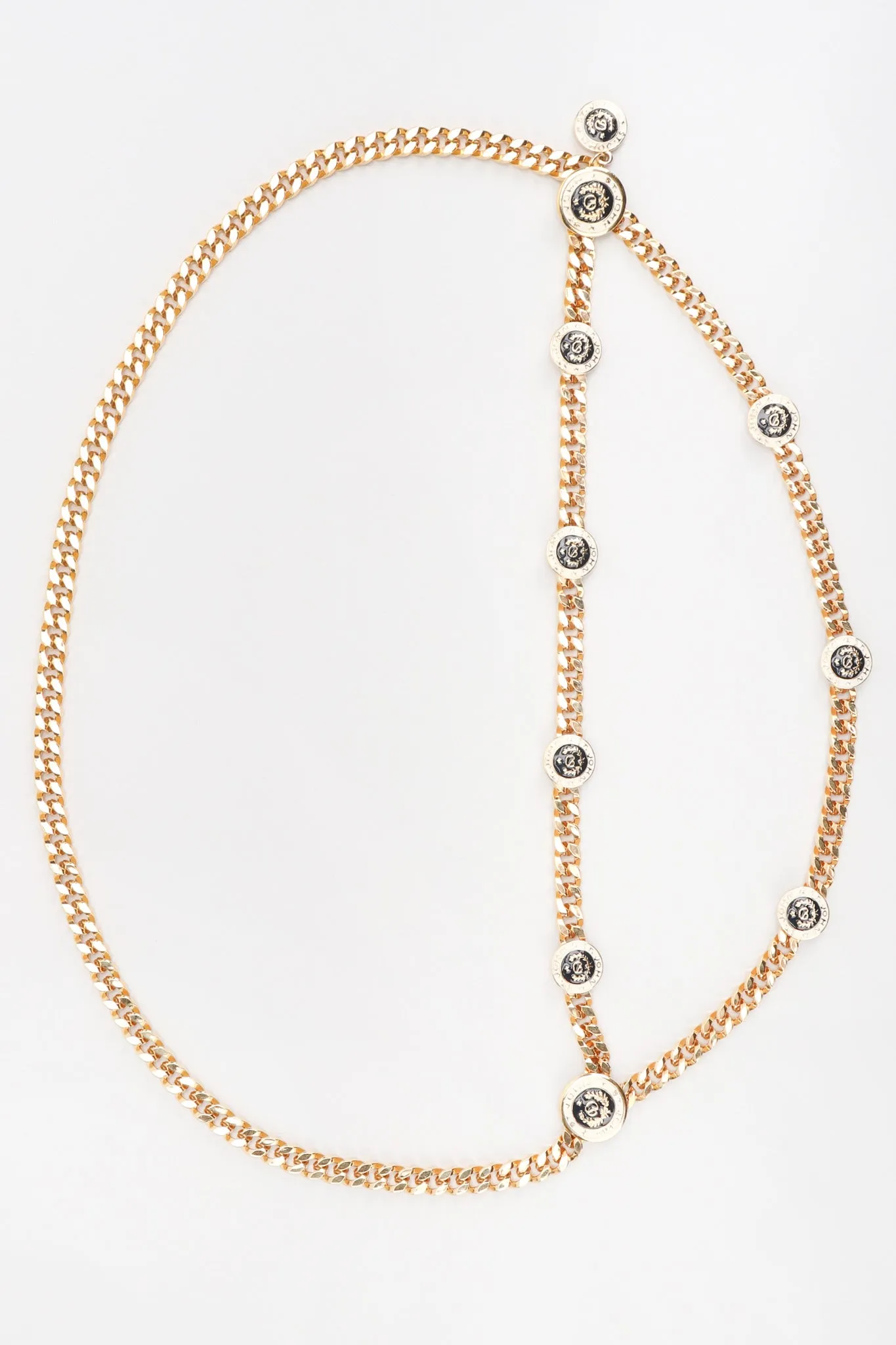 Draped Enamel Logo Chain Belt