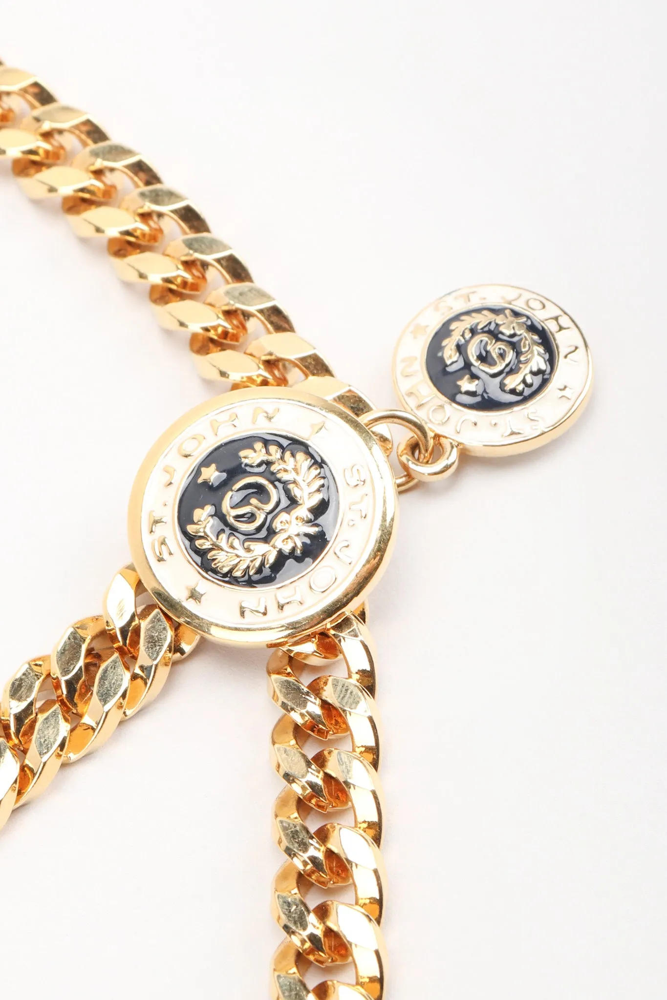 Draped Enamel Logo Chain Belt