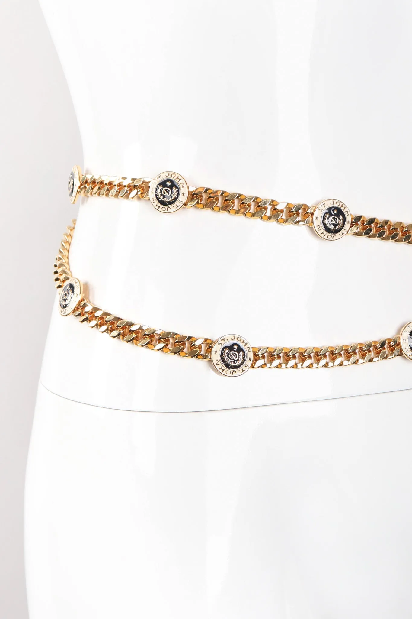 Draped Enamel Logo Chain Belt