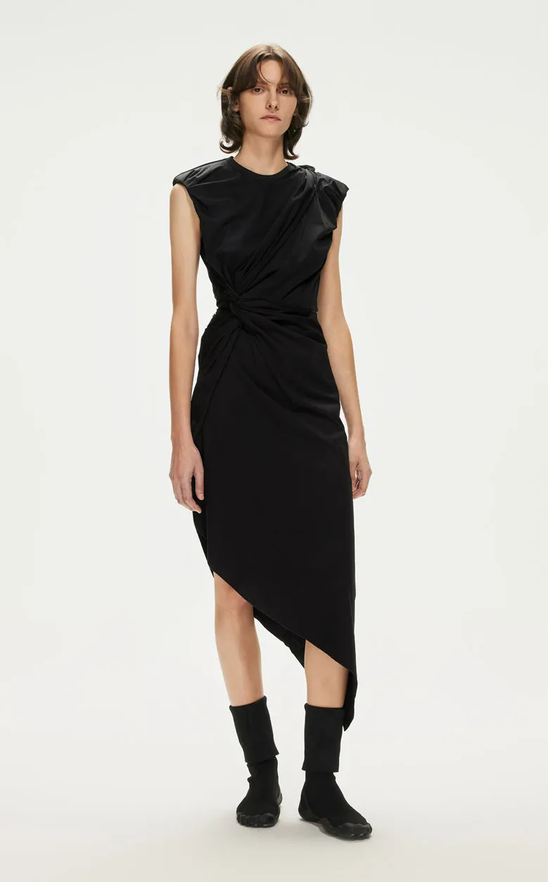 Dress / High Waist Pleated Vintage Irregular Dress(100% cotton)