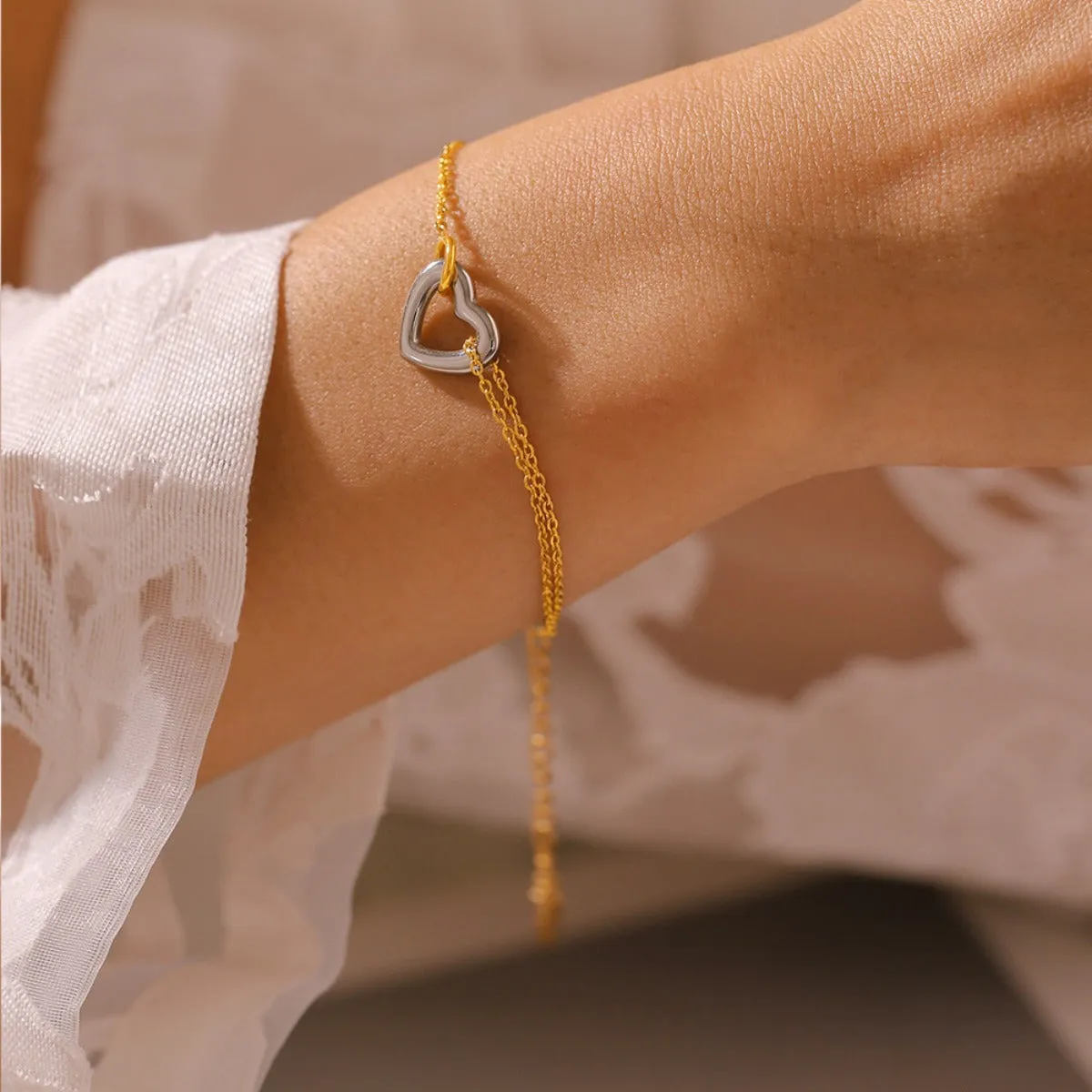 Dual Tone Heart Bracelet
