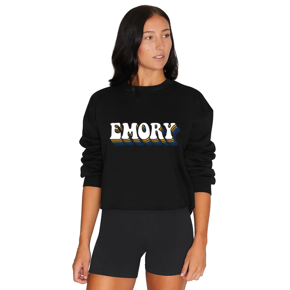 Emory Black Retro Crewneck