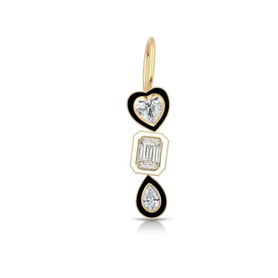 Enamel Triple Mixed Shapes Bezels Charm