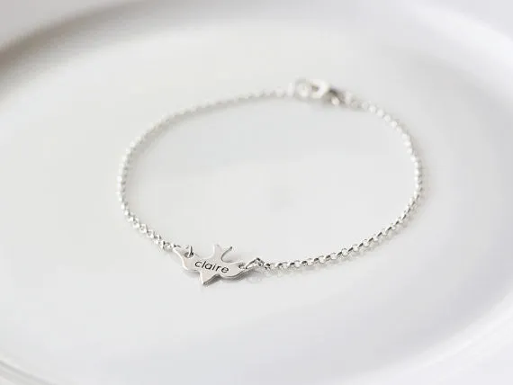 Engraved Bird Bracelet
