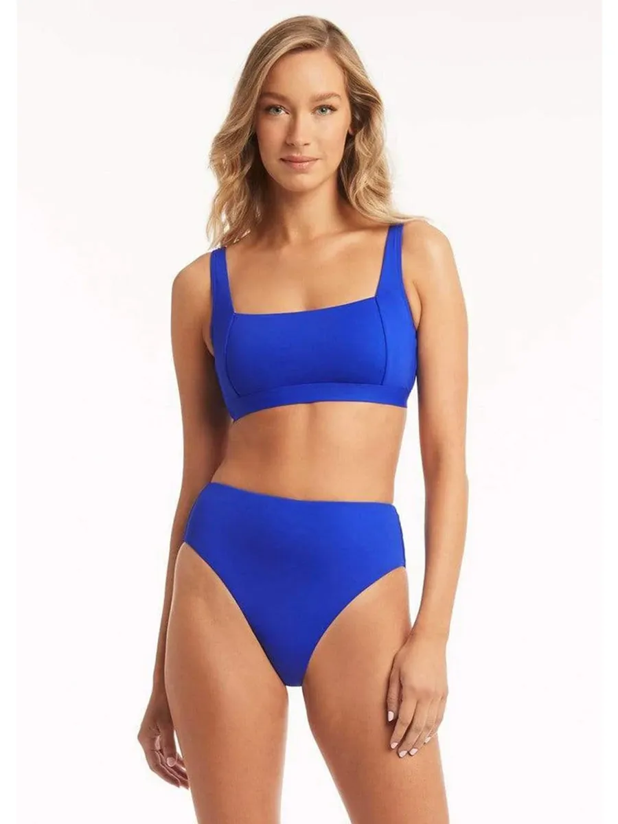 Essentials Retro High Waist Bottom in Cobalt