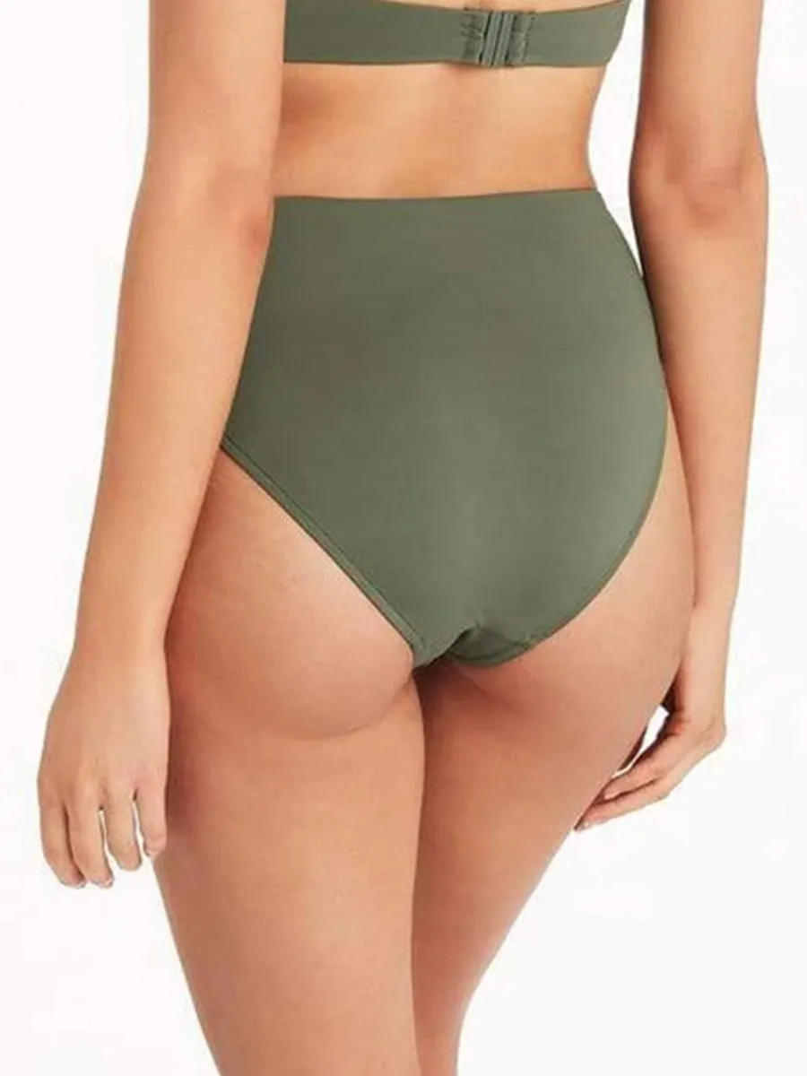Essentials Retro High Waist Bottom in Khaki