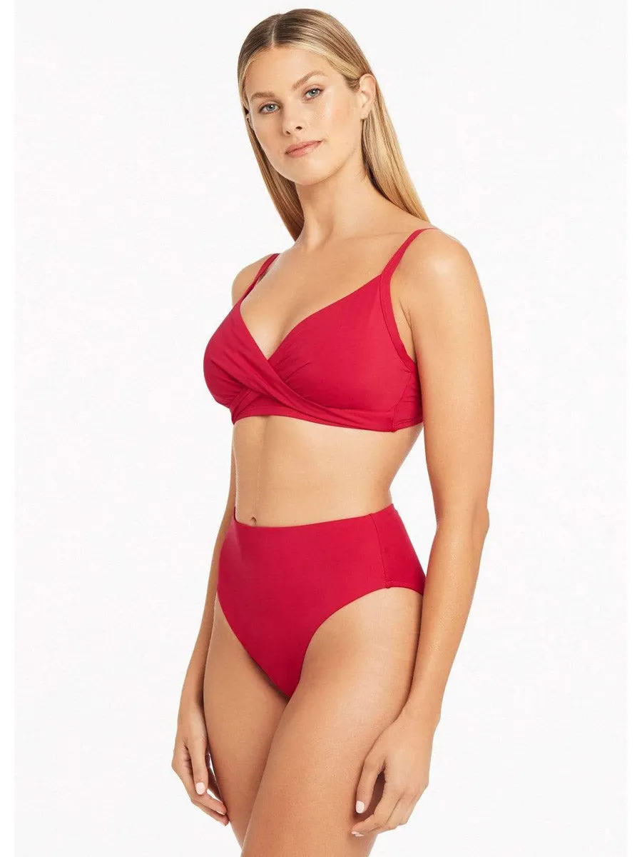 Essentials Retro High Waist Bottom In Red