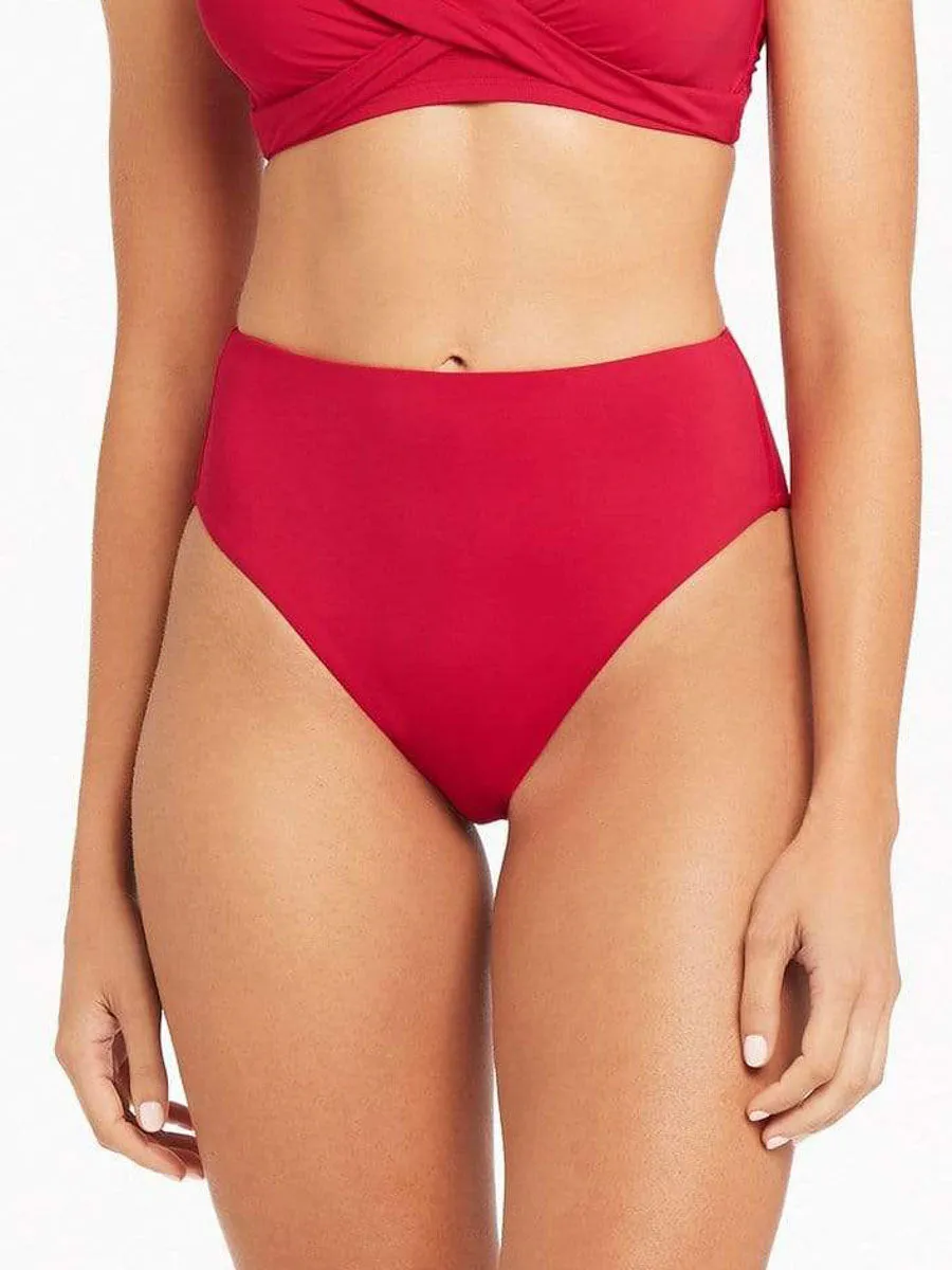 Essentials Retro High Waist Bottom In Red