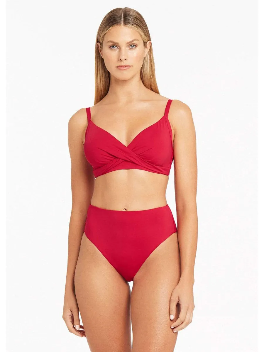 Essentials Retro High Waist Bottom In Red