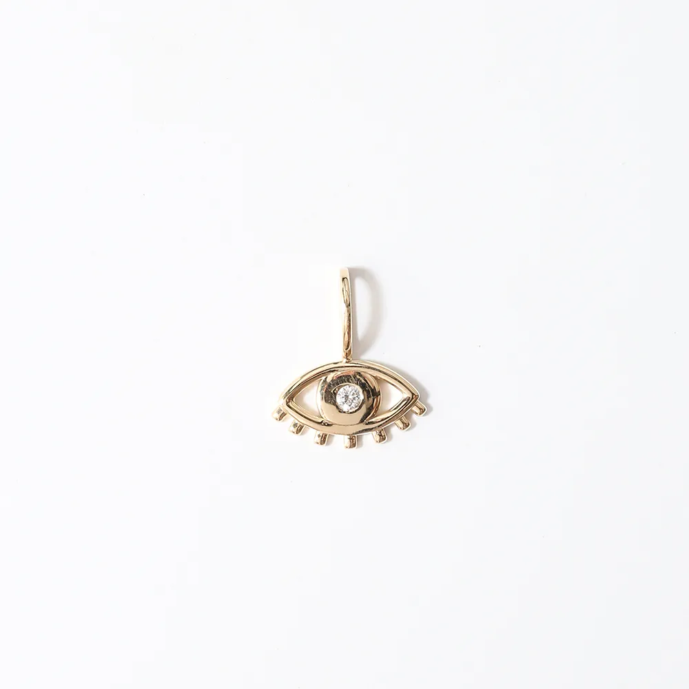 EVIL EYE CHARM | 14K YELLOW GOLD & WHITE DIAMOND