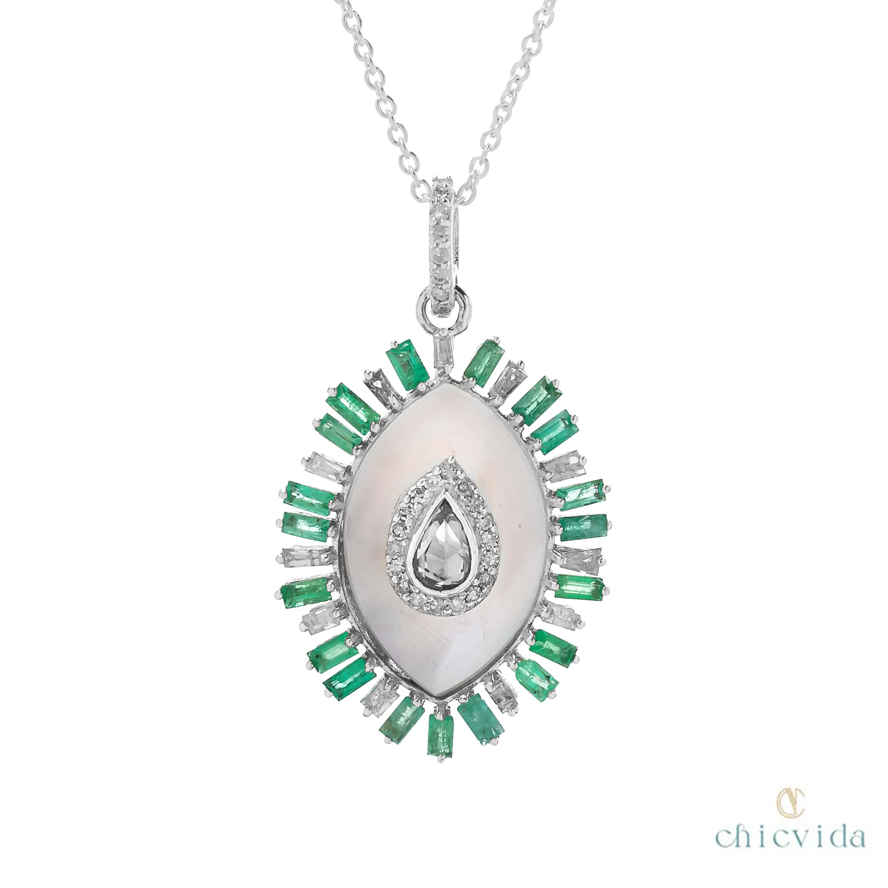 Evil Eye Mother of Pearl Pendant