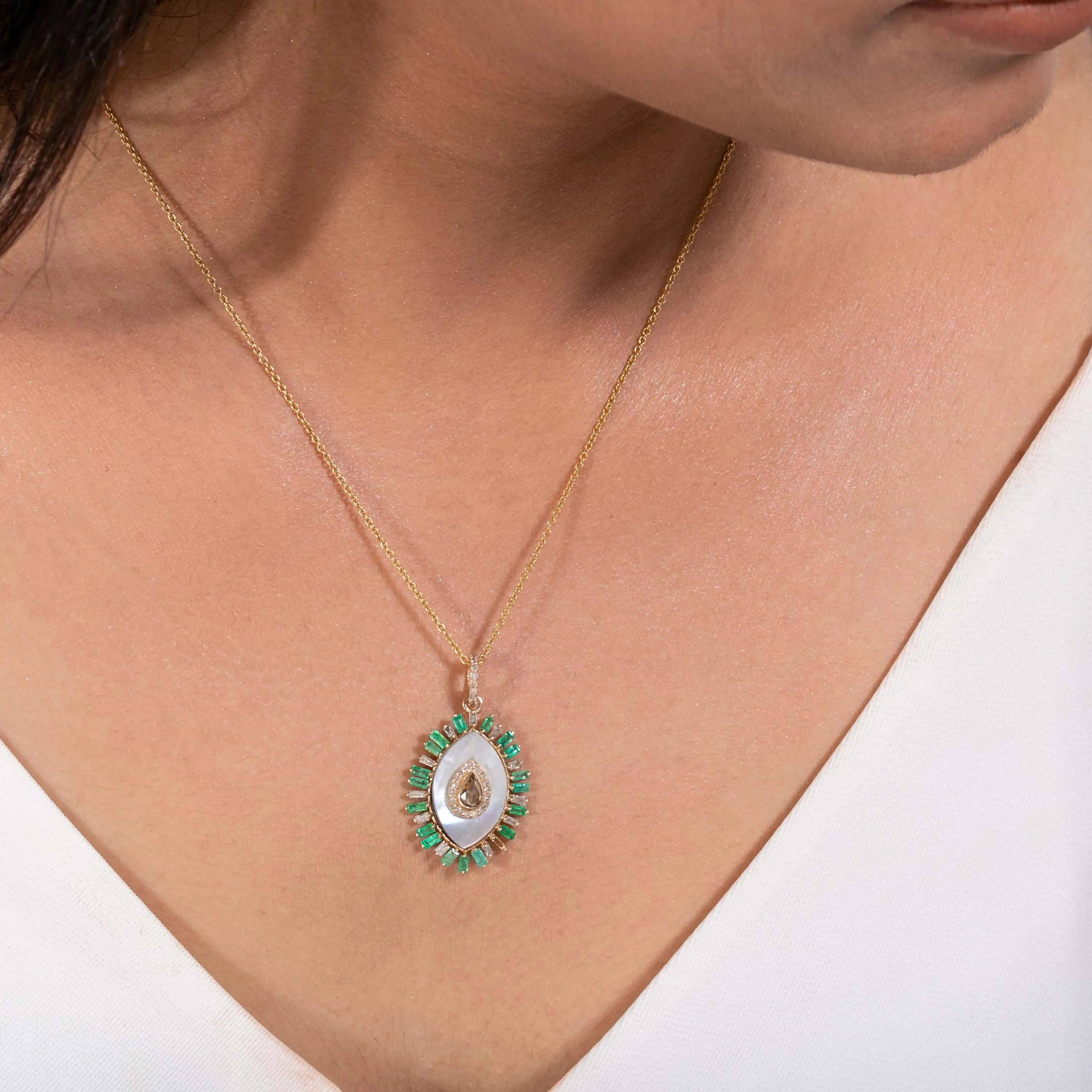 Evil Eye Mother of Pearl Pendant