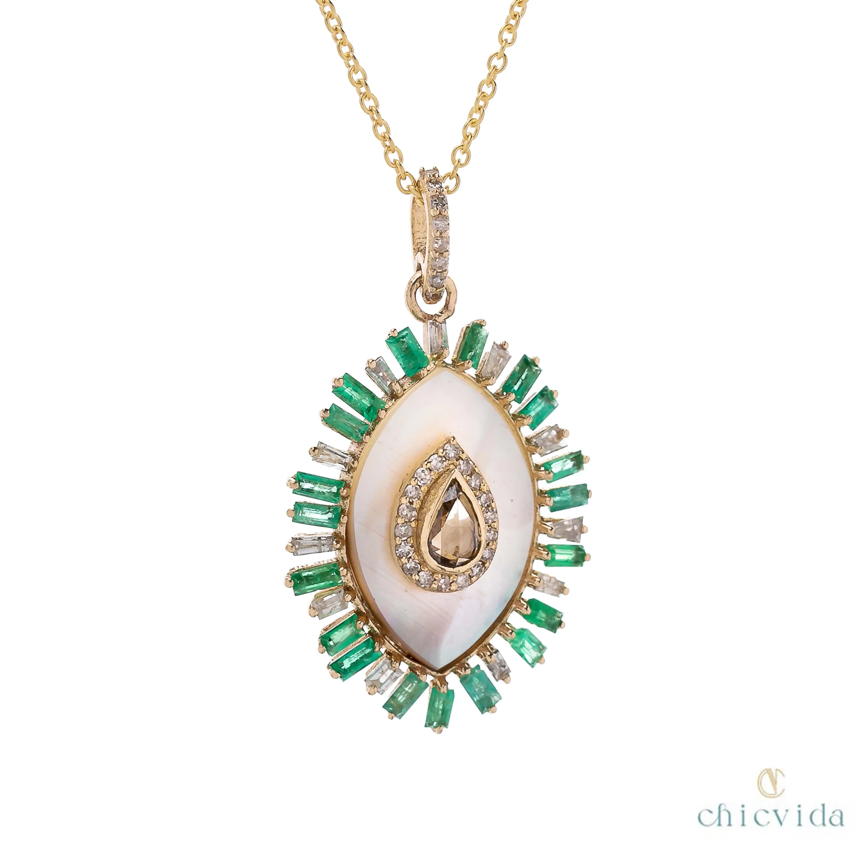 Evil Eye Mother of Pearl Pendant