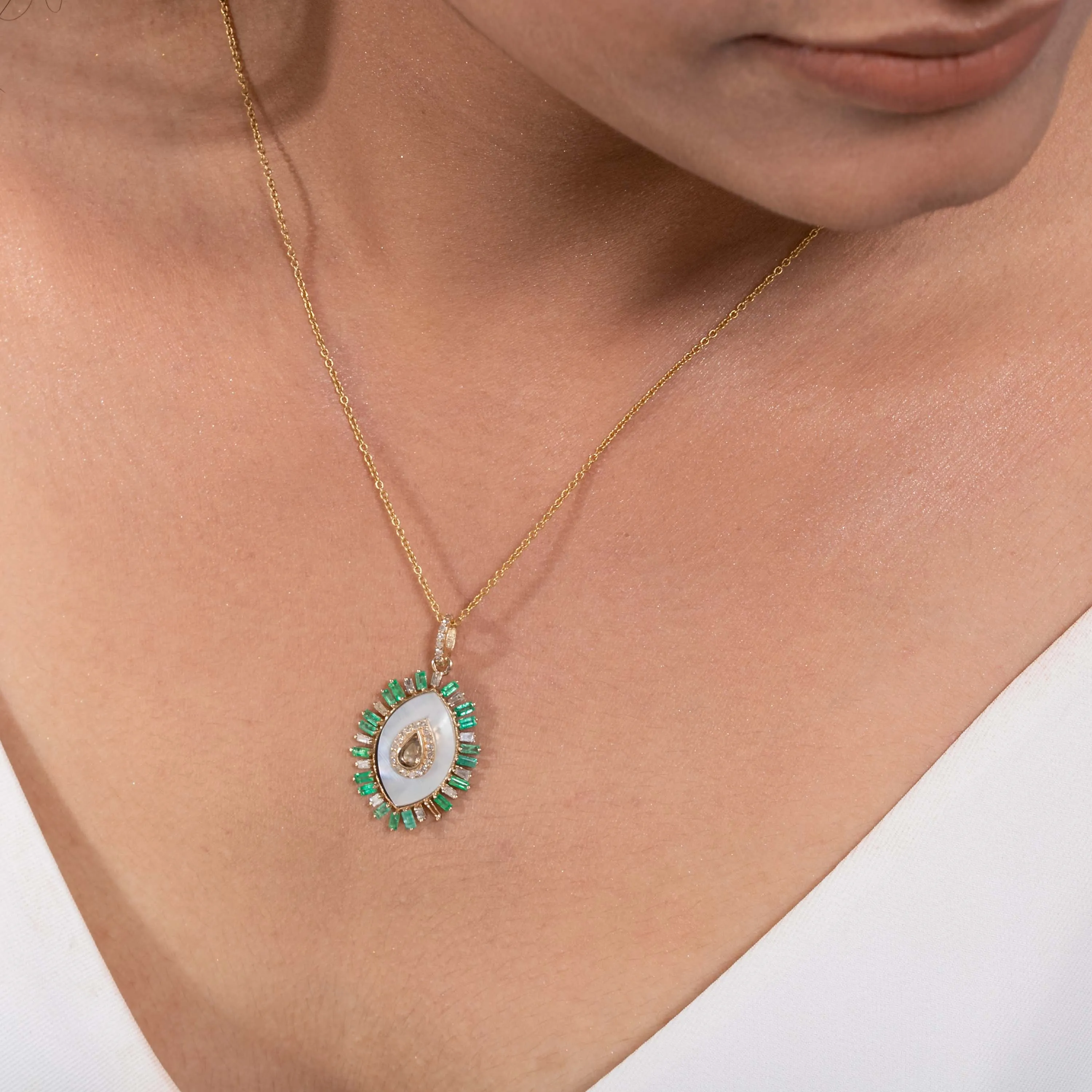 Evil Eye Mother of Pearl Pendant