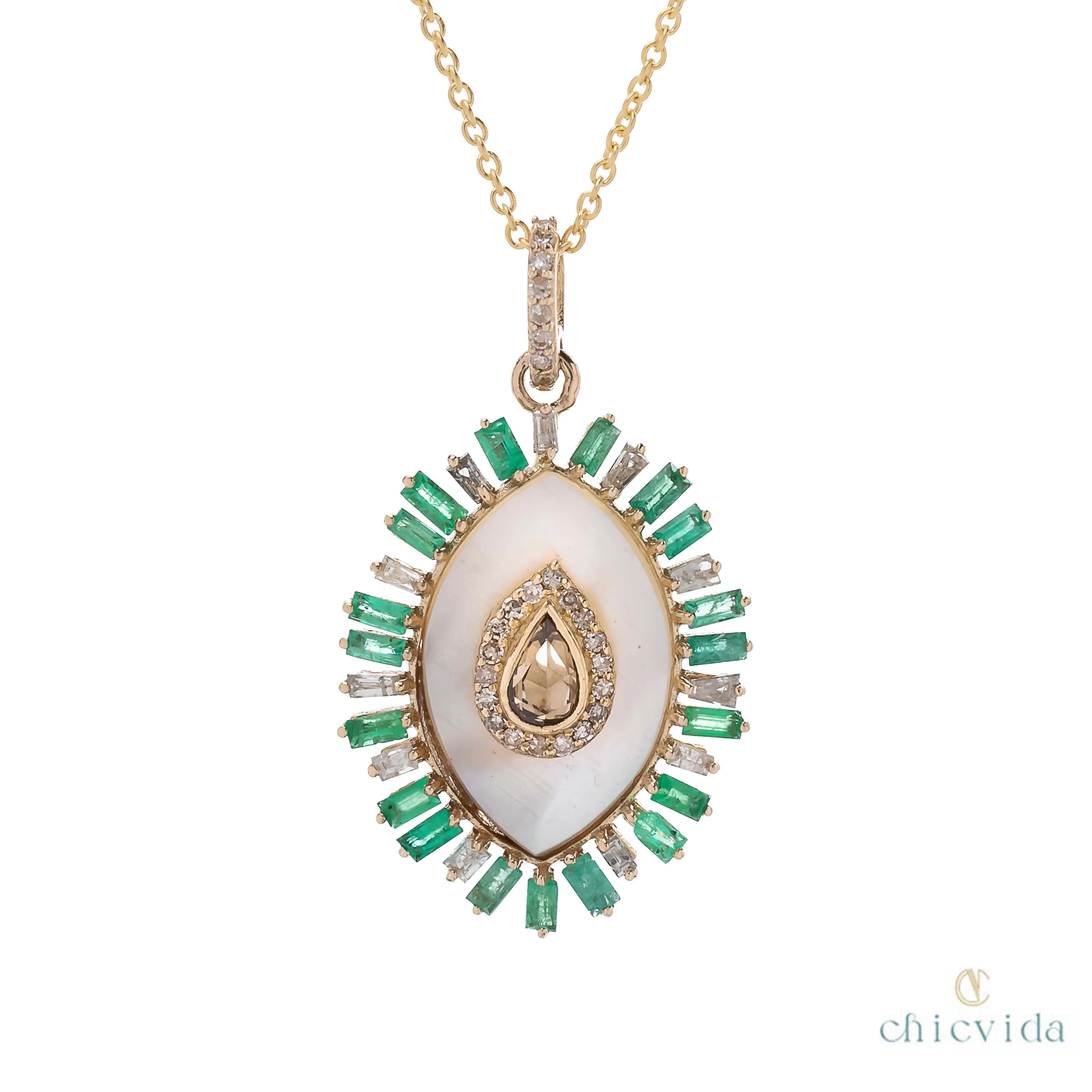 Evil Eye Mother of Pearl Pendant