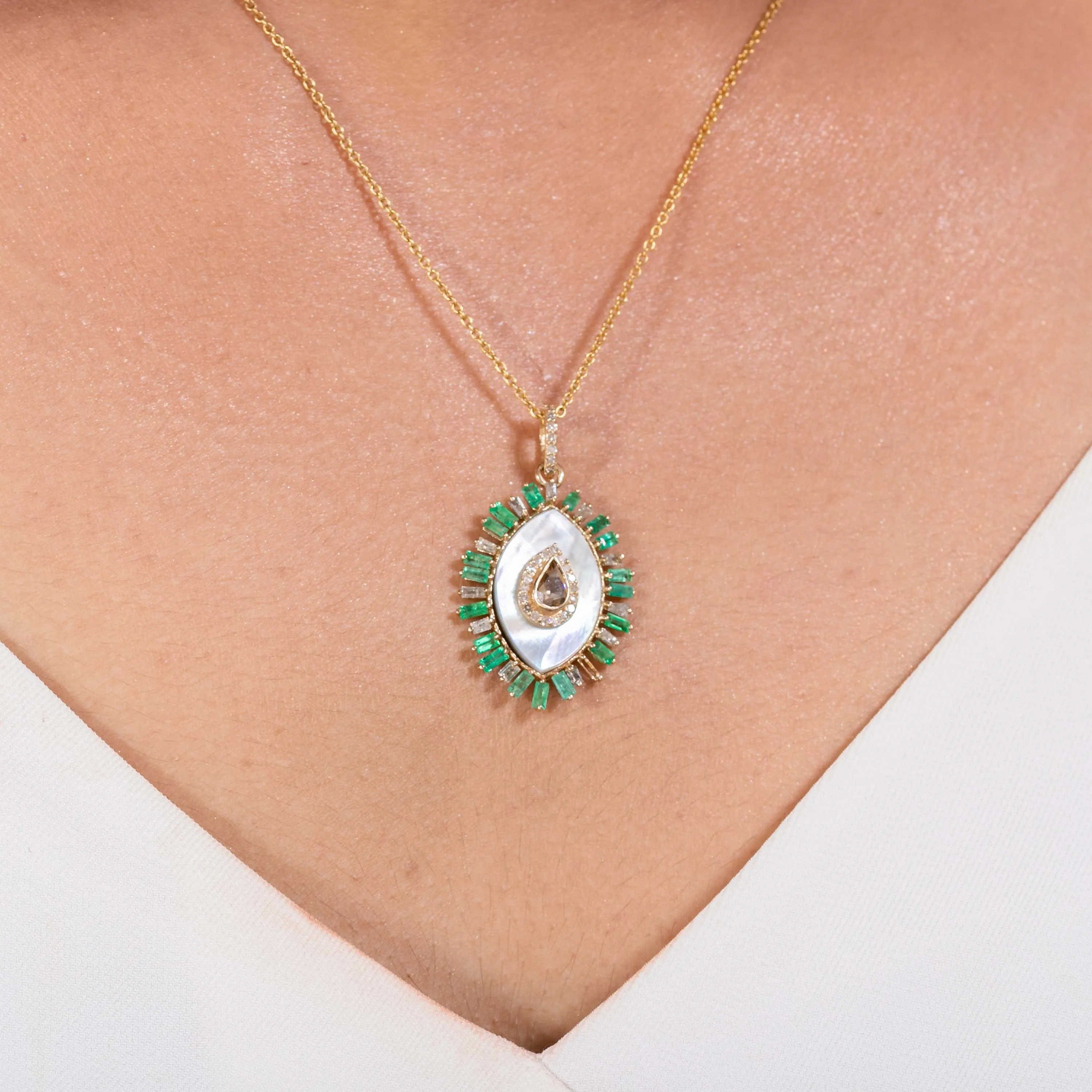 Evil Eye Mother of Pearl Pendant