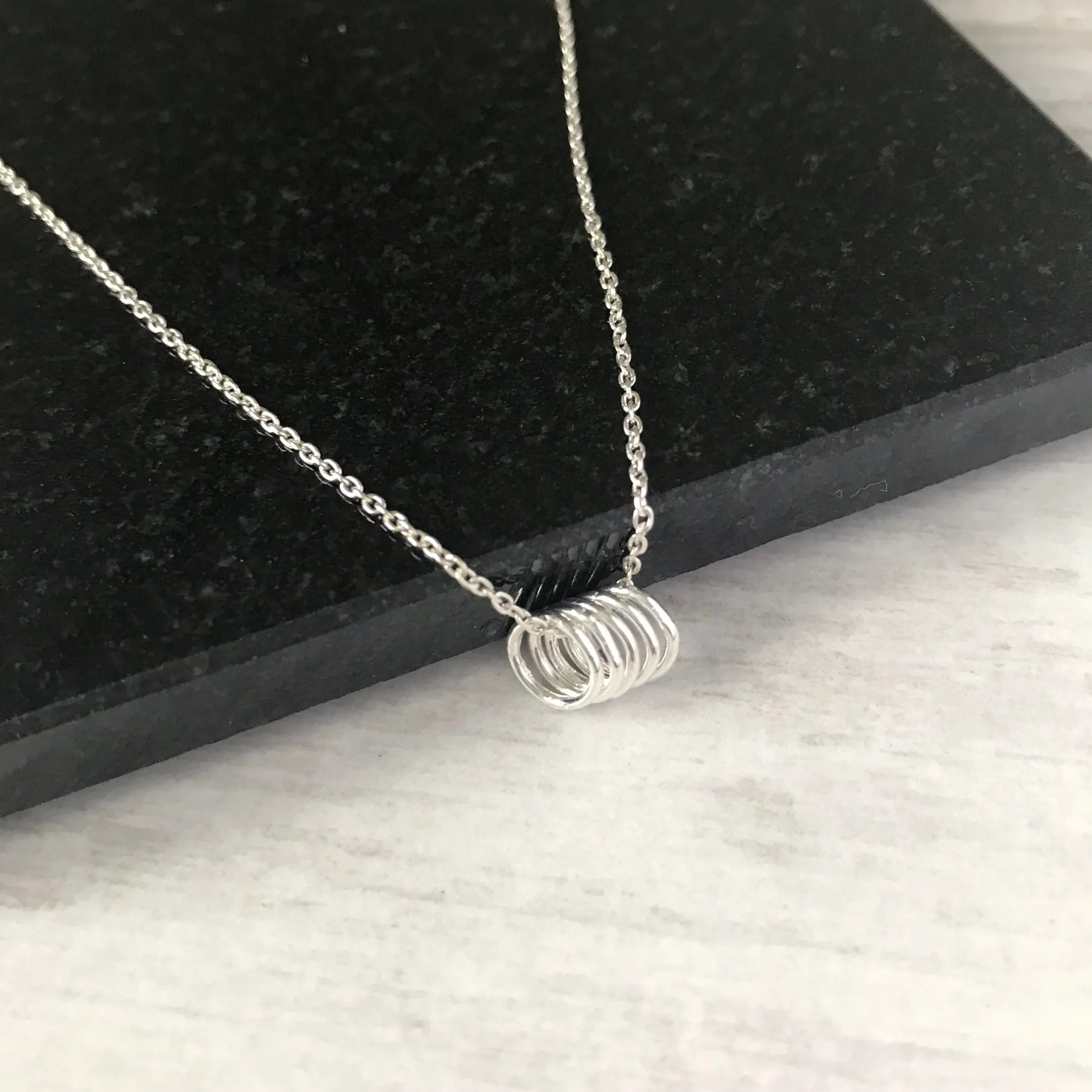 Five Silver Rings Necklace