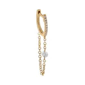Floating Diamond Chain Huggie Earring 14K