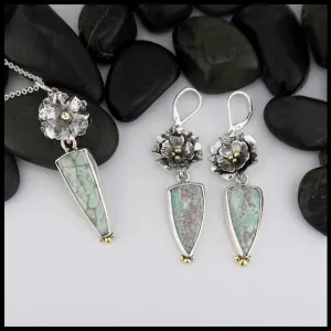 Floral Pendant and Earring Set with Variscite