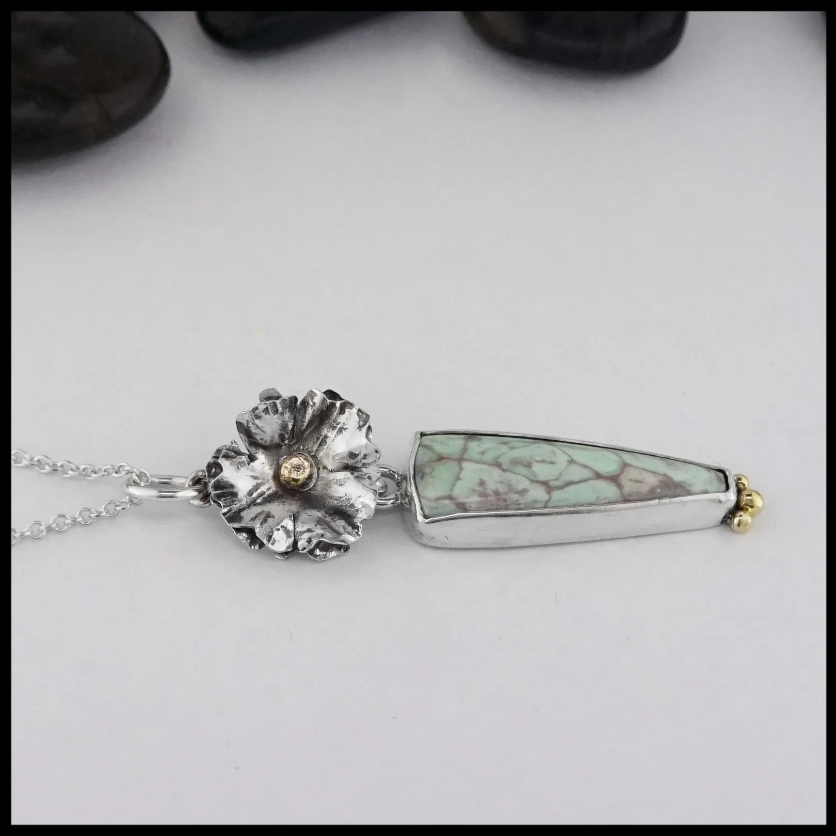 Floral Pendant and Earring Set with Variscite