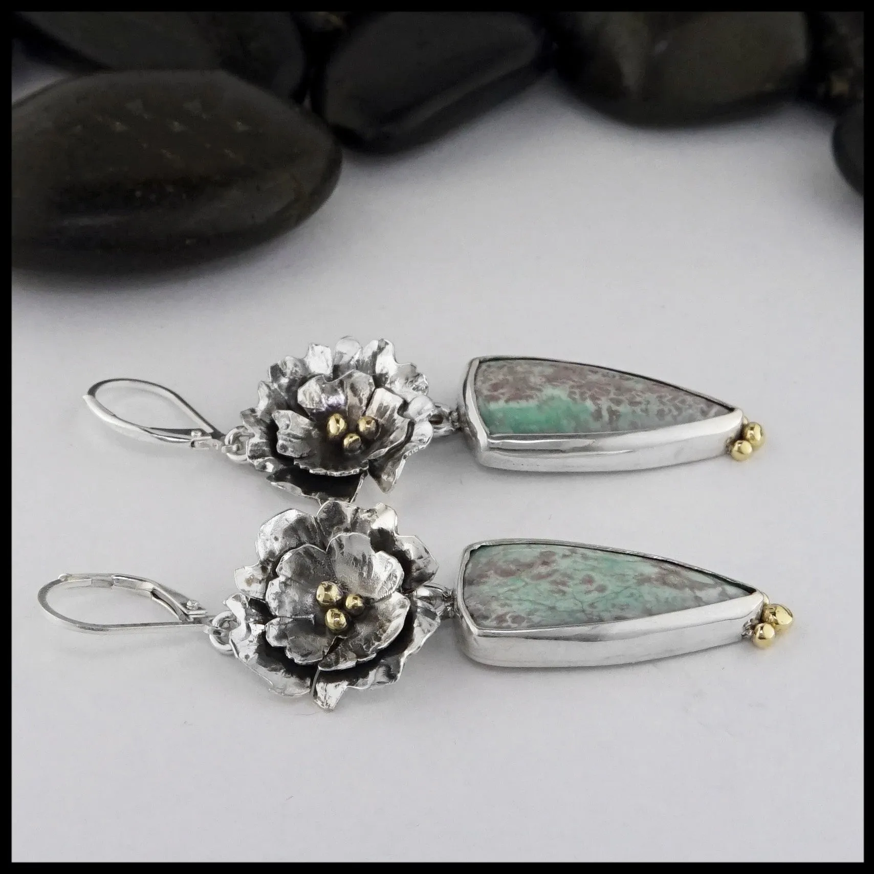Floral Pendant and Earring Set with Variscite