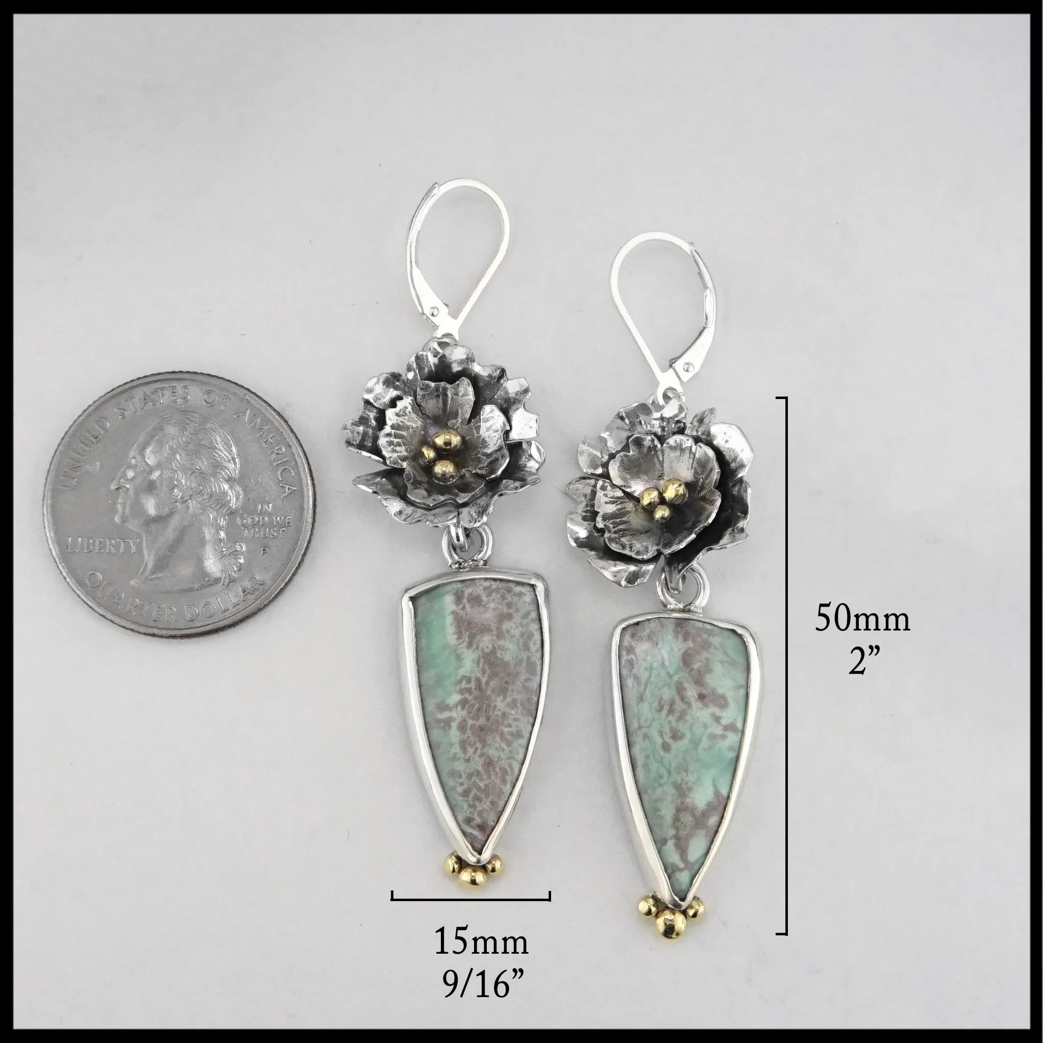 Floral Pendant and Earring Set with Variscite