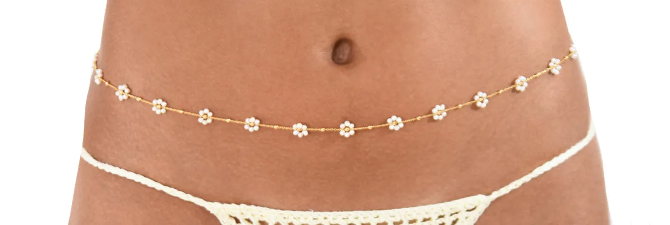 Floresita Belly Chain | Gold and Pearl