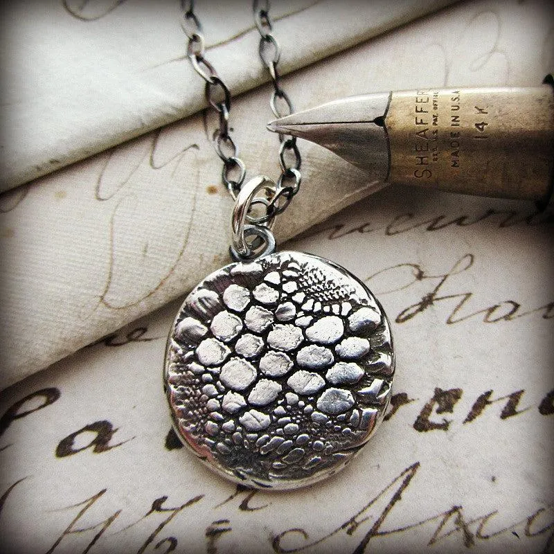 Four Leaf Clover Wax Seal Charm Necklace with Reversible Antique Irish Lace Imprint