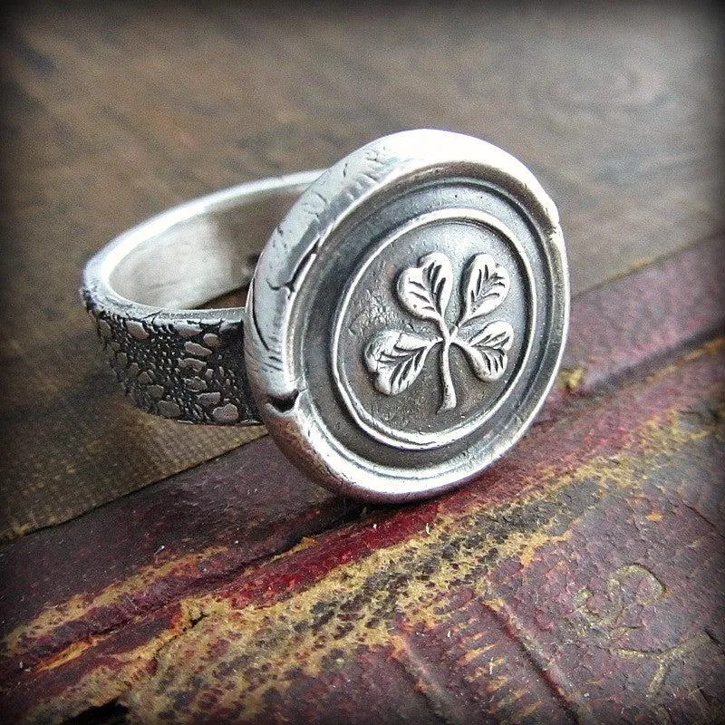 Four Leaf Clover Wax Seal Ring
