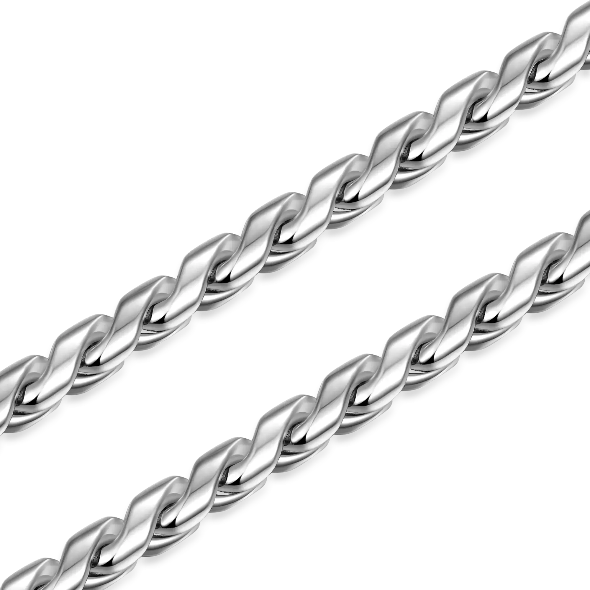 Franco Chain & Round Mariner Chain Set - White Gold