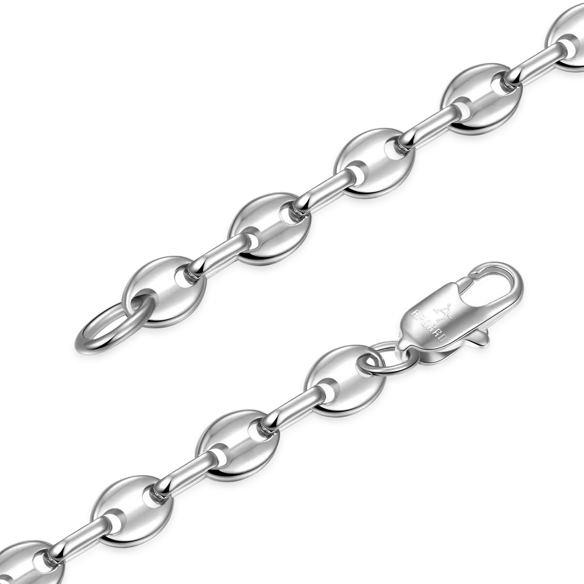 Franco Chain & Round Mariner Chain Set - White Gold