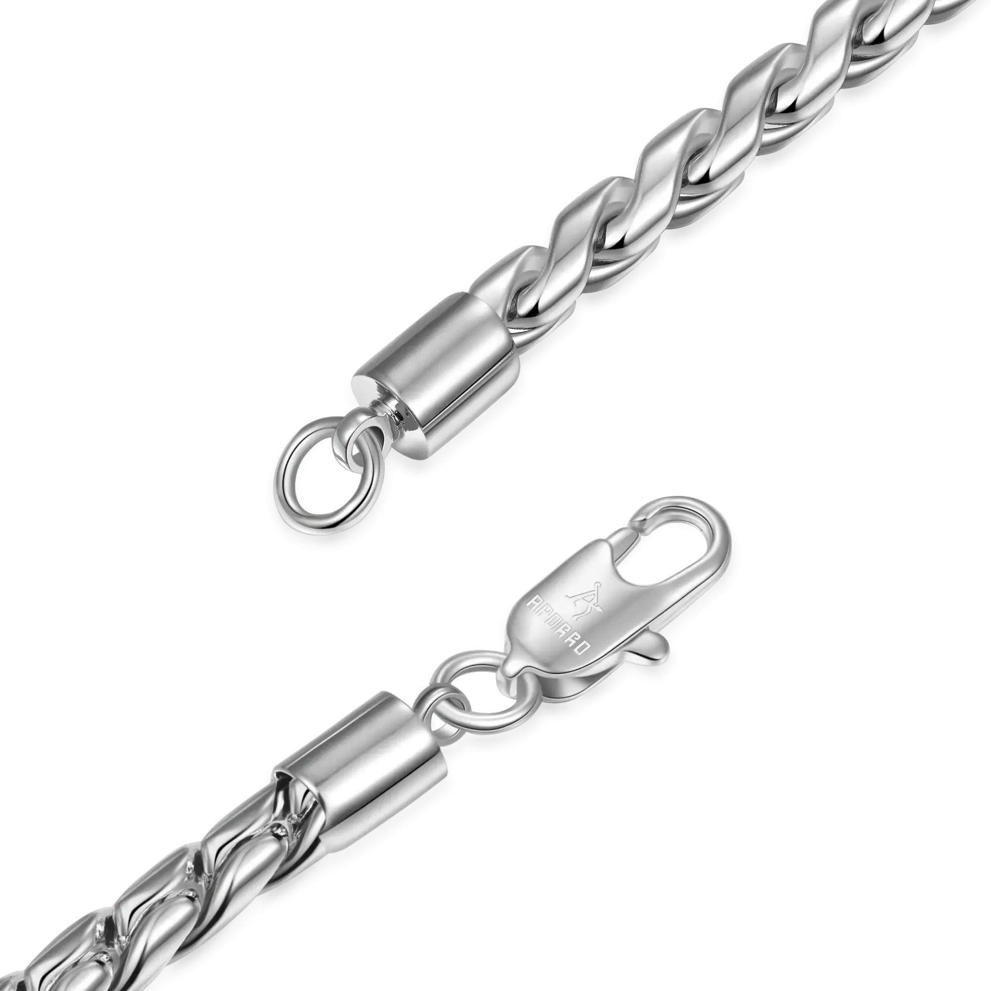 Franco Chain & Round Mariner Chain Set - White Gold