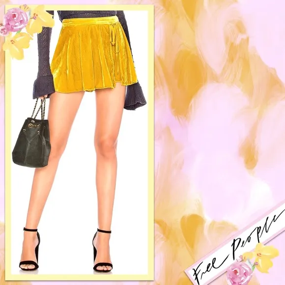 Free People Dance The Night Away Skort in Yellow / Gold