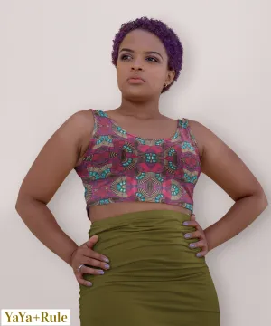 Fuschia African Print Crop Top