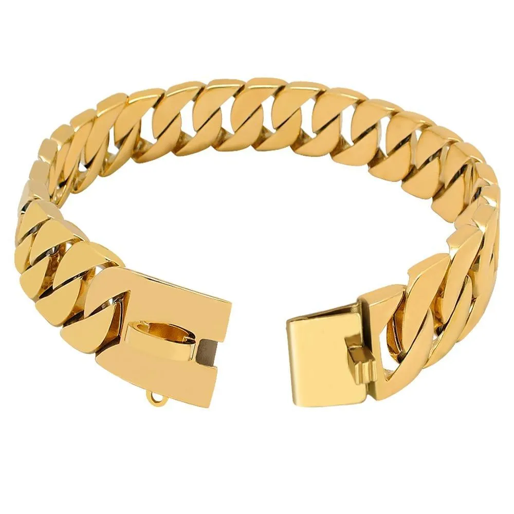 Gold Cuban Link Chain Collars for Dogs