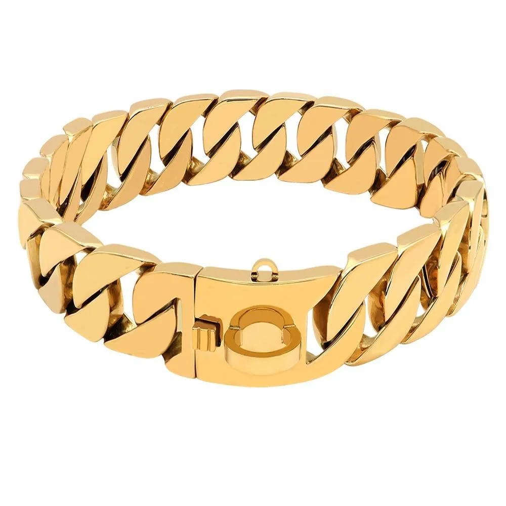 Gold Cuban Link Chain Collars for Dogs